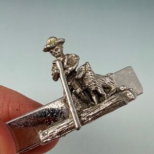 Sarah Coventry Vintage Silver Tone Shepherd with Dog Tie Clip Accessory